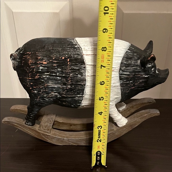 Black and White Rocking Pig Figurine - Picture 2 of 5